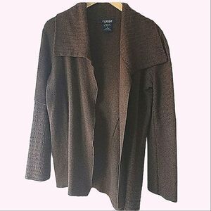Vintage Clorinda Chocolate Brown Merino Wool Shawl Collar Open Cardigan size M